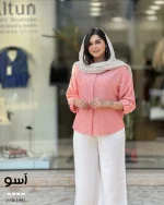 شومیز مدل آسو پشت دگمه جنس لین زارا کد 1441