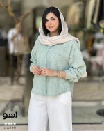 شومیز مدل آسو پشت دگمه جنس لین زارا کد 1441 - تصویر 10