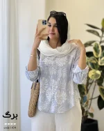 شومیز وارداتی طرح برگی جنس لینن ترک کد 1434 - تصویر 4