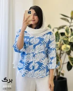 شومیز وارداتی طرح برگی جنس لینن ترک کد 1434 - تصویر 7