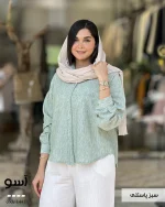 شومیز مدل آسو پشت دگمه جنس لین زارا کد 1441 - تصویر 3
