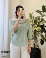 شومیز مهکام جنس لنین زارا آنزیم شور شده کد 1457 - تصویر 2