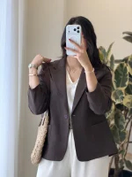 کت شوکا جنس لینن زارا کد 1463 - تصویر 11