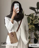 کیف رافیا 8 ی طرفی با بند چرم کد 1481 - تصویر 2