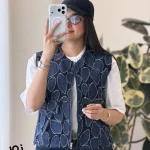 وست مدل نور لینن ترکیب جین دوزی شده کد 1497