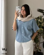 شومیز مدل رها لنین انزیم شور شده کد 1508 - تصویر 6