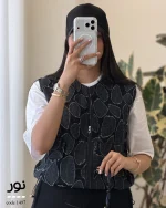 وست مدل نور لینن ترکیب جین دوزی شده کد 1497 - تصویر 4