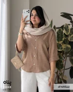 شومیز مدل پناه جنس لینن حصیری کد 1506 - تصویر 2