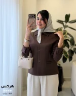 کت مدل هرمس جنس صوفیا لینن کد 1489 - تصویر 6