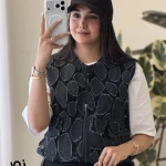 وست مدل نور لینن ترکیب جین دوزی شده کد 1497