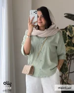 شومیز مدل پناه جنس لینن حصیری کد 1506 - تصویر 4