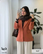 کت مخمل جیر زنانه مدل دیبا رنگ آجری