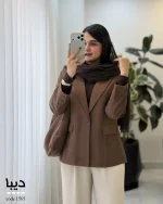 کت پاییزه زنانه مدل دیبا رنگ شکلاتی