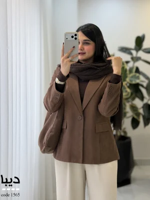 کت پاییزه زنانه مدل دیبا رنگ شکلاتی