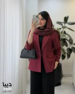 کت زنانه مخمل جیر آجری و زرشکی مدل دیبا