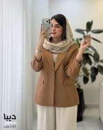 کت پاییزه زنانه مدل دیبا رنگ عسلی