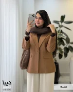 کت پاییزه زنانه مدل دیبا رنگ عسلی