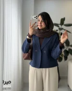 کراپ کت زنانه مدل میرا جنس مخمل جیر ایشو کد 1553 - تصویر 5