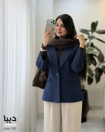 کت مخمل جیر زنانه مدل دیبا رنگ سرمه‌ای