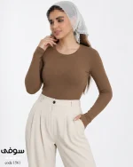 بادی مدل سوفی یقه گرد آستین بلند فینگر دار  کد 1561 - تصویر 3