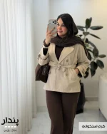 بارونی زنانه کوتاه رنگ استخوانی