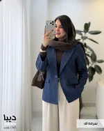 کت مخمل جیر زنانه مدل دیبا رنگ سرمه‌ای