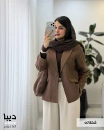 کت پاییزه زنانه مدل دیبا رنگ شکلاتی