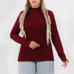 بلوز یقه ایستاده زنانه زرشکی کبریتی