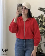 سویشرت زیپ‌دار زنانه الورا قرمز