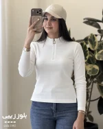 خرید بلوز نیم زیپ کبریتی زنانه کد 1602 - تصویر 2