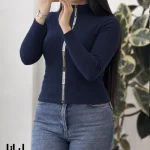 بلوز تمام زیپ مدل لیانا کبریتی پنبه‌ای کد 1607