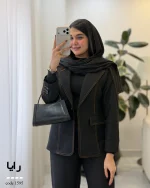 کت زنانه رایا مشکی کد 1595 مخمل جیر ترک