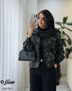 پالتو زنانه مدل ستاره جنس پوست سموری سوزن‌دوزی کد 1568 - تصویر 10